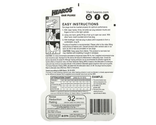Hearos, Ear Plugs, 14 Pairs Hearos, Ear Plugs, 14 Pairs