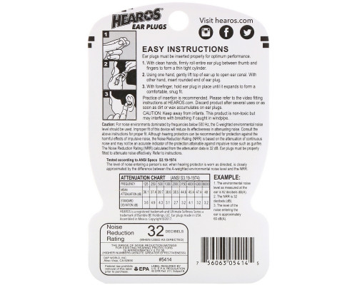 Hearos, Ear Plugs, Ultimate Softness Series, High Protection NRR 32, 6 Pair Hearos, Ear Plugs, Ultimate Softness Series, High Protection NRR 32, 6 Pair