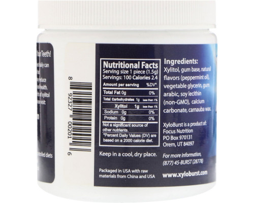 Xyloburst Xylitol Chewing Gum Peppermint 100 Pieces Xyloburst Xylitol Chewing Gum Peppermint 100 Pieces