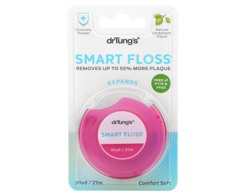 Dr. Tung's, Smart Floss, зубная нить с натуральным ароматизатором кардамона, 30 ярдов (27 м) Dr. Tung's, Smart Floss, зубная нить с натуральным ароматизатором кардамона, 30 ярдов (27 м)