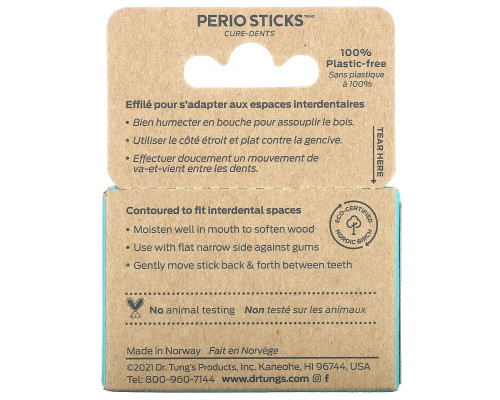 Dr. Tung's, Perio Sticks, палочки для удаления налета, тонкие 80 шт Dr. Tung's, Perio Sticks, палочки для удаления налета, тонкие 80 шт
