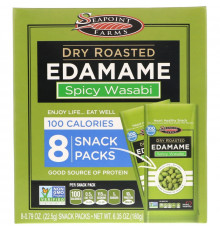 Seapoint Farms Dry Roasted Edamame Spicy Wasabi 8 Snack Packs 0.79 oz (22.5 g) Each