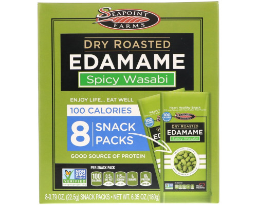 Seapoint Farms Dry Roasted Edamame Spicy Wasabi 8 Snack Packs 0.79 oz (22.5 g) Each Seapoint Farms Dry Roasted Edamame Spicy Wasabi 8 Snack Packs 0.79 oz (22.5 g) Each