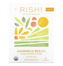 Травяные сборы и чаи Rishi Tea, Органический травяной чай, смесь ромашки, без кофеина, 15 пакетиков, 0,95 унции (27 г)