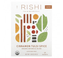 Травяные сборы и чаи Rishi Tea, Cinnamon Tulsi, без кофеина, 15 пакетиков 45 г (1,58 унции)