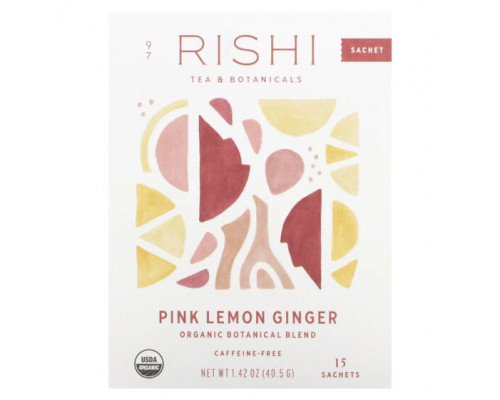 Травяные сборы и чаи Rishi Tea, Органическая растительная смесь, розовый лимон и имбирь, без кофеина, 15 пакетиков, 45 г (1,58 унции) Травяные сборы и чаи Rishi Tea, Органическая растительная смесь, розовый лимон и имбирь, без кофеина, 15 пакетиков, 45 г (1,58 унции)