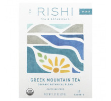 Травяные сборы и чаи Rishi Tea, Греческий горный чай, без кофеина, 15 пакетиков, 39 г (1,37 унции)