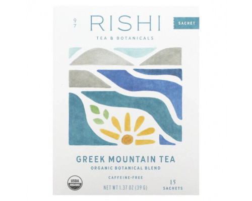 Травяные сборы и чаи Rishi Tea, Греческий горный чай, без кофеина, 15 пакетиков, 39 г (1,37 унции) Травяные сборы и чаи Rishi Tea, Греческий горный чай, без кофеина, 15 пакетиков, 39 г (1,37 унции)