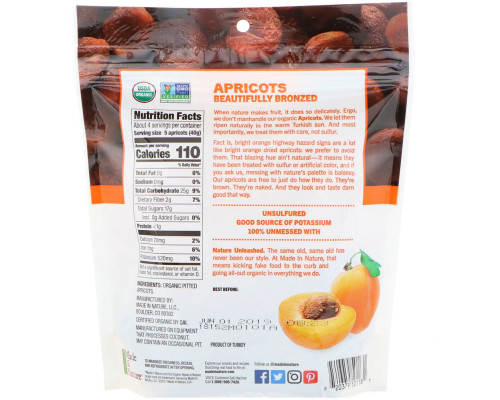 Made in Nature, Органический продукт, Курага Суперснек, 6 унций (170 г) Made in Nature, Органический продукт, Курага Суперснек, 6 унций (170 г)