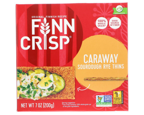 Finn Crisp Тонкие хрустящие хлебцы с тмином 7 унций (200 г) Finn Crisp Тонкие хрустящие хлебцы с тмином 7 унций (200 г)