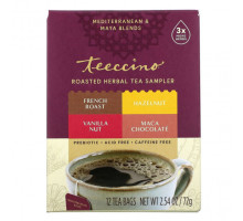 Травяные сборы и чаи Teeccino, Пробник обжаренного травяного чая, 4 вкуса, без кофеина, 12 чайных пакетиков, 72 г (2,54 унции)