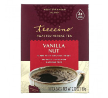 Травяные сборы и чаи Teeccino, Жареный травяной чай, ванильный орех, без кофеина, 10 чайных пакетиков, 2,12 унции (60 г)