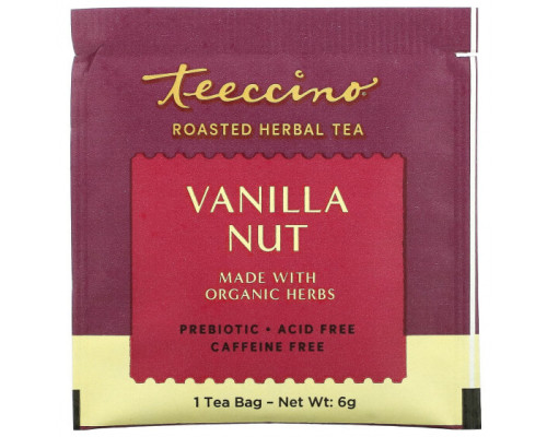 Травяные сборы и чаи Teeccino, Жареный травяной чай, ванильный орех, без кофеина, 10 чайных пакетиков, 2,12 унции (60 г) Травяные сборы и чаи Teeccino, Жареный травяной чай, ванильный орех, без кофеина, 10 чайных пакетиков, 2,12 унции (60 г)