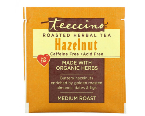 Травяные сборы и чаи Teeccino, Roasted Herbal Tea, Hazelnut, Caffeine Free, 10 Tea Bags, 2.12 oz (60 g) Травяные сборы и чаи Teeccino, Roasted Herbal Tea, Hazelnut, Caffeine Free, 10 Tea Bags, 2.12 oz (60 g)