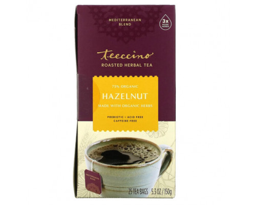 Травяные сборы и чаи Teeccino, чай из обжаренных трав, вкус лесного ореха, без кофеина, 25 чайных пакетиков, 150 г (5,3 унции) Травяные сборы и чаи Teeccino, чай из обжаренных трав, вкус лесного ореха, без кофеина, 25 чайных пакетиков, 150 г (5,3 унции)
