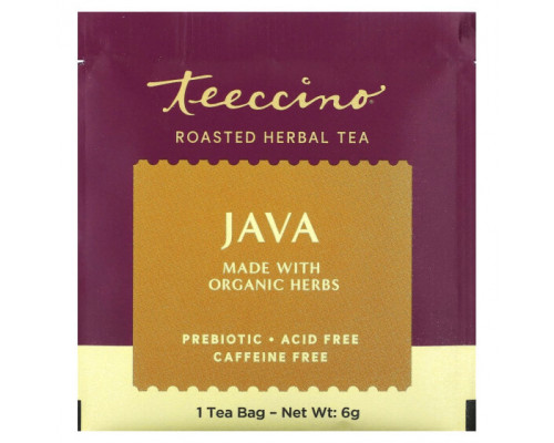 Травяные сборы и чаи Teeccino, Жареный травяной чай, Java, без кофеина, 25 чайных пакетиков, 150 г (5,3 унции) Травяные сборы и чаи Teeccino, Жареный травяной чай, Java, без кофеина, 25 чайных пакетиков, 150 г (5,3 унции)
