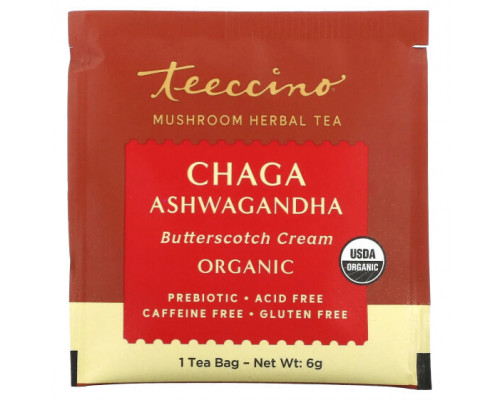 Травяные сборы и чаи Teeccino, чай из грибов и трав, органическая чага, ашвагандха, «Жидкий ирис», без кофеина, 10 чайных пакетиков, 60 г (2,12 унции) Травяные сборы и чаи Teeccino, чай из грибов и трав, органическая чага, ашвагандха, «Жидкий ирис», без кофеина, 10 чайных пакетиков, 60 г (2,12 унции)