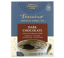 Травяные сборы и чаи Teeccino, Prebiotic Herbal Tea, органический темный шоколад, без кофеина, 10 чайных пакетиков, 60 г (2,12 унции)