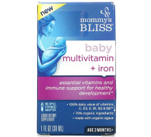 Mommy's Bliss, Baby Multivitamin + Iron, Ages 2 Months, Grape, 1 fl oz ( 30 ml)