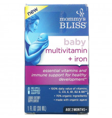 Mommy's Bliss, Baby Multivitamin + Iron, Ages 2 Months, Grape, 1 fl oz ( 30 ml)