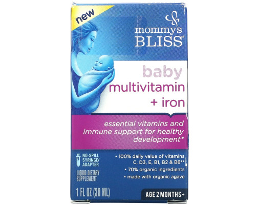 Mommy's Bliss, Baby Multivitamin + Iron, Ages 2 Months, Grape, 1 fl oz ( 30 ml) Mommy's Bliss, Baby Multivitamin + Iron, Ages 2 Months, Grape, 1 fl oz ( 30 ml)