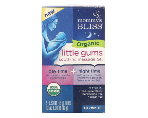 Mommy's Bliss, Organic Little Gums, Soothing Massage Gel, Day/Night Pack , 2 Tubes , 0.53 oz (15 g) Each Mommy's Bliss, Organic Little Gums, Soothing Massage Gel, Day/Night Pack , 2 Tubes , 0.53 oz (15 g) Each