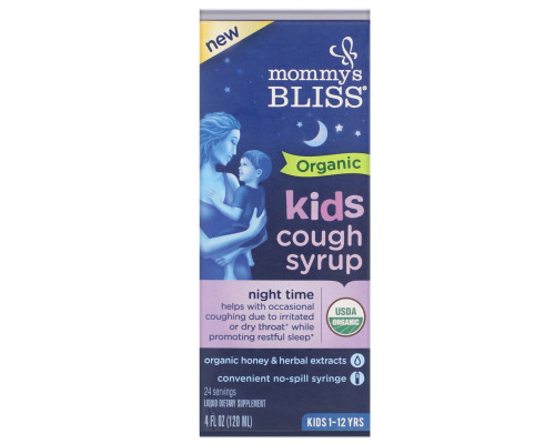 Mommy's Bliss, Kids, Organic Cough Syrup, Night Time, 4 fl oz (120 ml) Mommy's Bliss, Kids, Organic Cough Syrup, Night Time, 4 fl oz (120 ml)