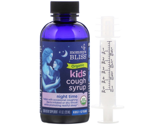 Mommy's Bliss, Kids, Organic Cough Syrup, Night Time, 4 fl oz (120 ml) Mommy's Bliss, Kids, Organic Cough Syrup, Night Time, 4 fl oz (120 ml)