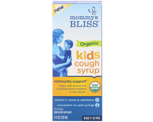 Mommy's Bliss, Kids, Organic Cough Syrup + Immunity Support, 4 fl oz (120 ml) Mommy's Bliss, Kids, Organic Cough Syrup + Immunity Support, 4 fl oz (120 ml)
