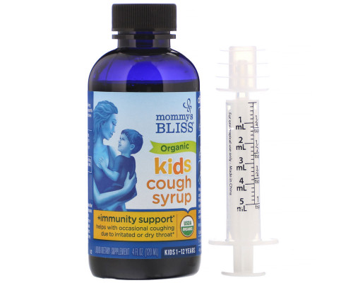 Mommy's Bliss, Kids, Organic Cough Syrup + Immunity Support, 4 fl oz (120 ml) Mommy's Bliss, Kids, Organic Cough Syrup + Immunity Support, 4 fl oz (120 ml)