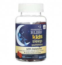 БАДы Mommy's Bliss, жевательные таблетки для сна с мелатонином, для детей от 3 лет, клубничный вкус, 60 жевательных таблеток