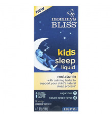 Детское здоровье Mommy's Bliss, Kids, жидкое средство для сна, мелатонин, для детей от 3 лет, со вкусом винограда, 120 мл (4 жидк. унции)
