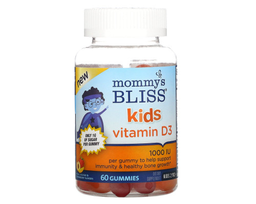 Mommy's Bliss, Kids, Vitamin D3, Peach, Mango & Strawberry Flavors, 1,000 IU, 60 Gummies