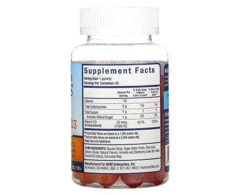 Mommy's Bliss, Kids, Vitamin D3, Peach, Mango & Strawberry Flavors, 1,000 IU, 60 Gummies