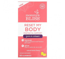 Женское здоровье Mommy's Bliss, Reset My Body, послеродовая поддержка, натуральный лимон, 60 жевательных таблеток