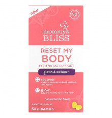 Женское здоровье Mommy's Bliss, Reset My Body, послеродовая поддержка, натуральный лимон, 60 жевательных таблеток
