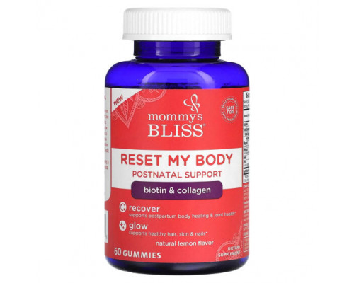 Женское здоровье Mommy's Bliss, Reset My Body, послеродовая поддержка, натуральный лимон, 60 жевательных таблеток Женское здоровье Mommy's Bliss, Reset My Body, послеродовая поддержка, натуральный лимон, 60 жевательных таблеток
