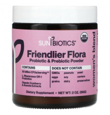 Женское здоровье Sunbiotics, Friendlier Flora, смесь для женщин, порошок с пробиотиками и пребиотиками, 56 г (2 унции)