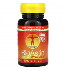 Nutrex Hawaii, BioAstin, гавайский астаксантин, 4 мг, 60 гелевых капсул
