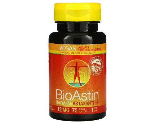 Nutrex Hawaii BioAstin Гавайский астаксантин 12 мг 75 веганских капсул Nutrex Hawaii BioAstin Гавайский астаксантин 12 мг 75 веганских капсул