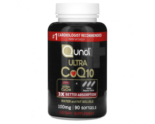 Коэнзим Q10 Qunol, Ultra CoQ10, 100 мг, 90 мягких таблеток Коэнзим Q10 Qunol, Ultra CoQ10, 100 мг, 90 мягких таблеток