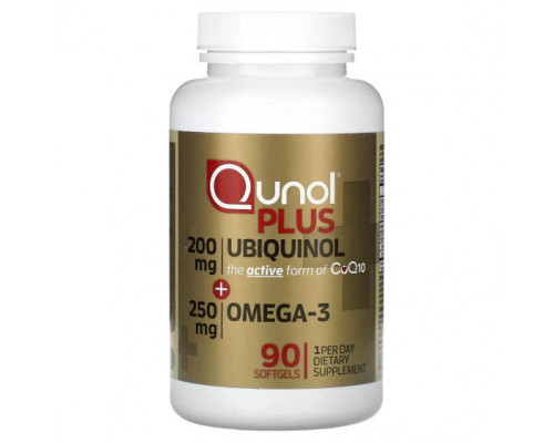 Коэнзим Q10 Qunol, Плюс убихинол и омега-3, 200 мг + 250 мг, 90 мягких таблеток Коэнзим Q10 Qunol, Плюс убихинол и омега-3, 200 мг + 250 мг, 90 мягких таблеток