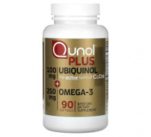 Коэнзим Q10 Qunol, Плюс убихинол и омега-3, 100 мг + 250 мг, 90 мягких таблеток