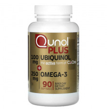 Коэнзим Q10 Qunol, Плюс убихинол и омега-3, 100 мг + 250 мг, 90 мягких таблеток
