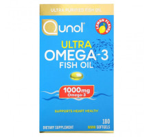 Рыбий жир и Омега 3, 6, 9 Qunol, Рыбий жир с омега-3 Ultra, лимон, 500 мг, 180 капсул