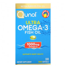 Рыбий жир и Омега 3, 6, 9 Qunol, Рыбий жир с омега-3 Ultra, лимон, 500 мг, 180 капсул