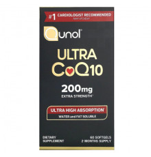 Коэнзим Q10 Qunol, Ultra CoQ10, дополнительная сила действия, 200 мг, 60 мягких таблеток