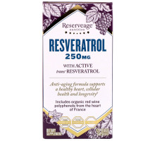 ReserveAge Nutrition, Ресвератрол, с активным транс-ресвератролом, 250 мг, 120 вегетарианских капсул