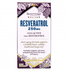 ReserveAge Nutrition, Ресвератрол, с активным транс-ресвератролом, 250 мг, 120 вегетарианских капсул
