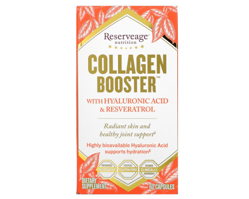 ReserveAge Nutrition, Collagen Booster, с гиалуроновой кислотой и ресвератролом, 60 капсул ReserveAge Nutrition, Collagen Booster, с гиалуроновой кислотой и ресвератролом, 60 капсул